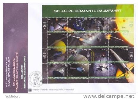 United Nations FDC Mi 699-715 Raumfahrt 50 Jahre - Spaceflight 50 Years - Vol Spatial 50 Ans - 2011 - FDC