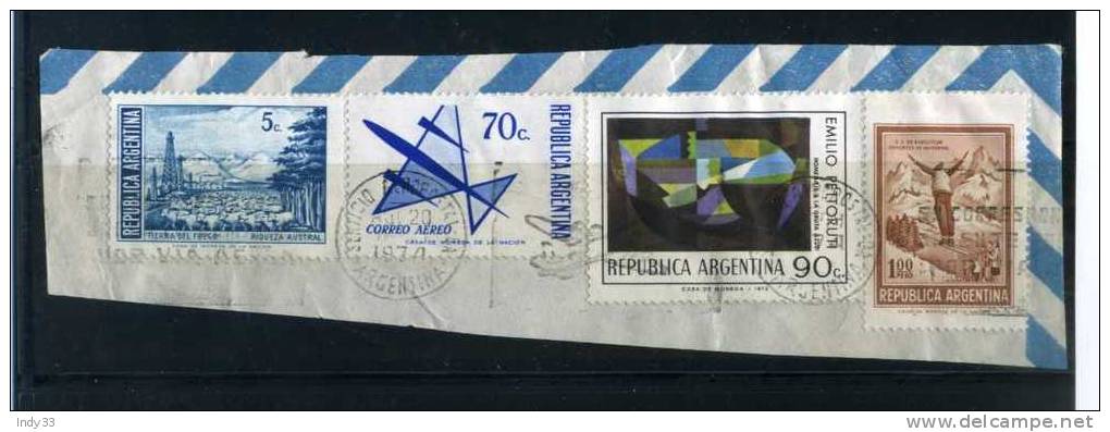 - ARGENTINE . AFFRANCHISSEMENT COMPOSE POSTE AERIENNE SUR FRAGMENT DE 1974 - Luchtpost