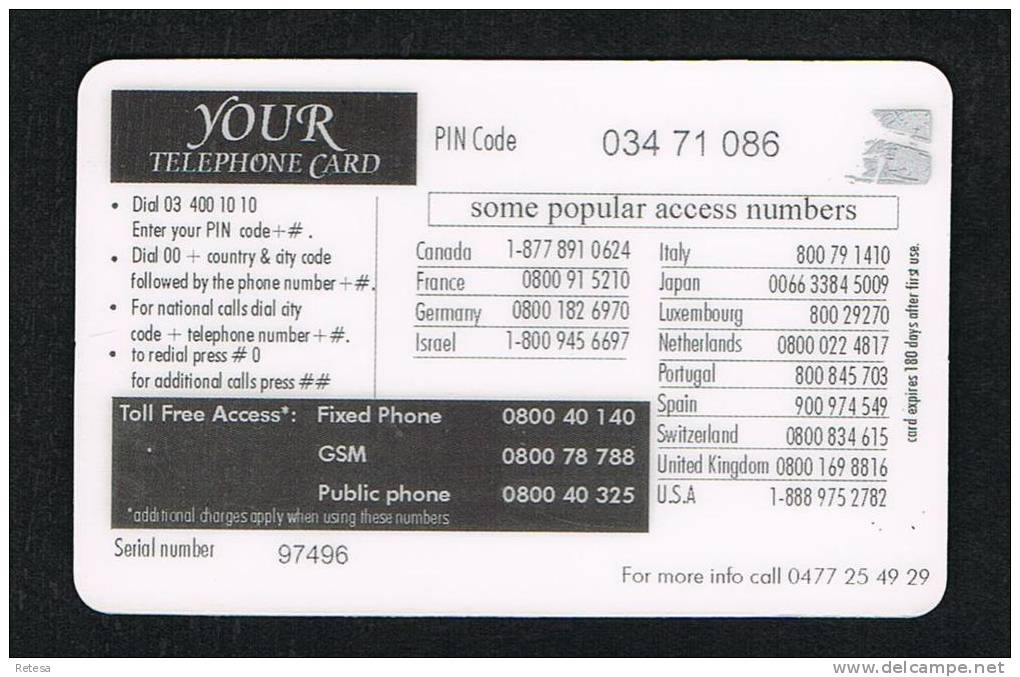 BELGIE   YOUR  TELEPHONE  CARD - Without Chip