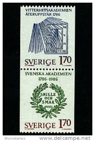 SWEDEN/SVERIGE - 1986  SWEDISH ACADEMY OF LETTERS  PAIR  MINT NH - Neufs