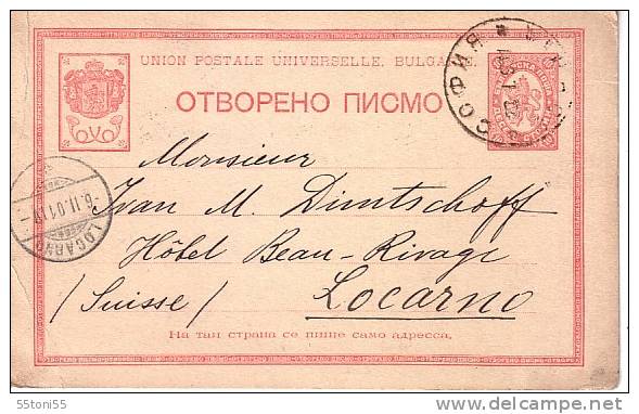 Bulgaria Bulgarie Bulgarien  Postal Card - Big Lion Circulées /travel 1901 Sofia To  LOCARNO - Briefe U. Dokumente