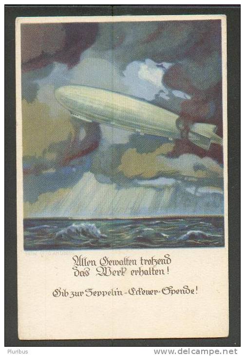 GERMANY, SPECIAL ZEPPELIN, DIRIGIBLE, OFFICIAL POSTCARD OF UNION , OLD POSTCARD - Balloons