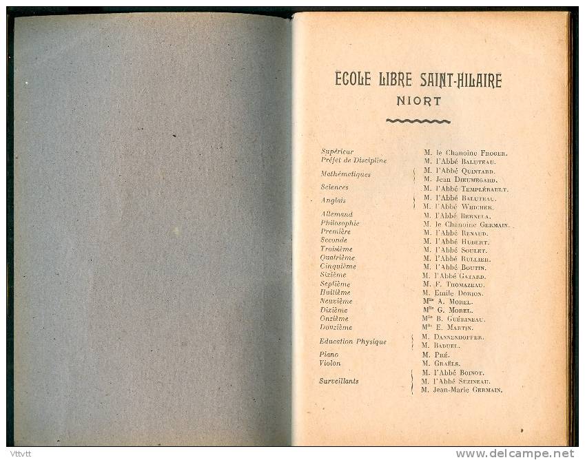 NIORT : Ecole Libre Saint-Hilaire, Distribution Des Prix (Jeudi 11 Juillet 1946), 78 Pages - Diplômes & Bulletins Scolaires