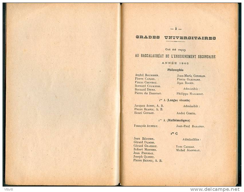 NIORT : Ecole Libre Saint-Hilaire, Distribution Des Prix (Jeudi 11 Juillet 1946), 78 Pages - Diploma & School Reports