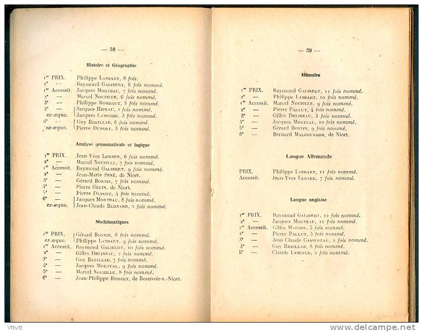 NIORT : Ecole Libre Saint-Hilaire, Distribution Des Prix (Jeudi 11 Juillet 1946), 78 Pages - Diplômes & Bulletins Scolaires