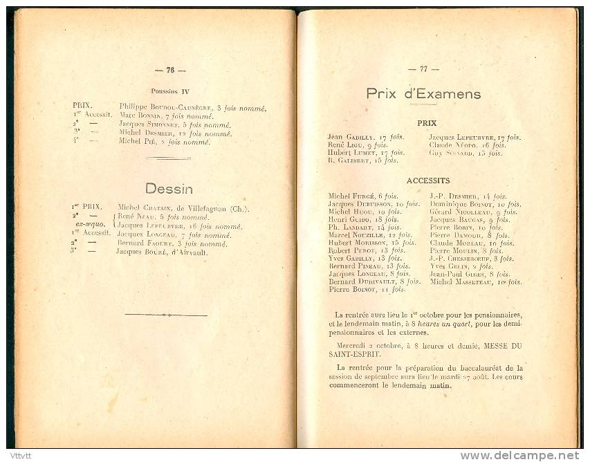 NIORT : Ecole Libre Saint-Hilaire, Distribution des prix (Jeudi 11 Juillet 1946), 78 pages