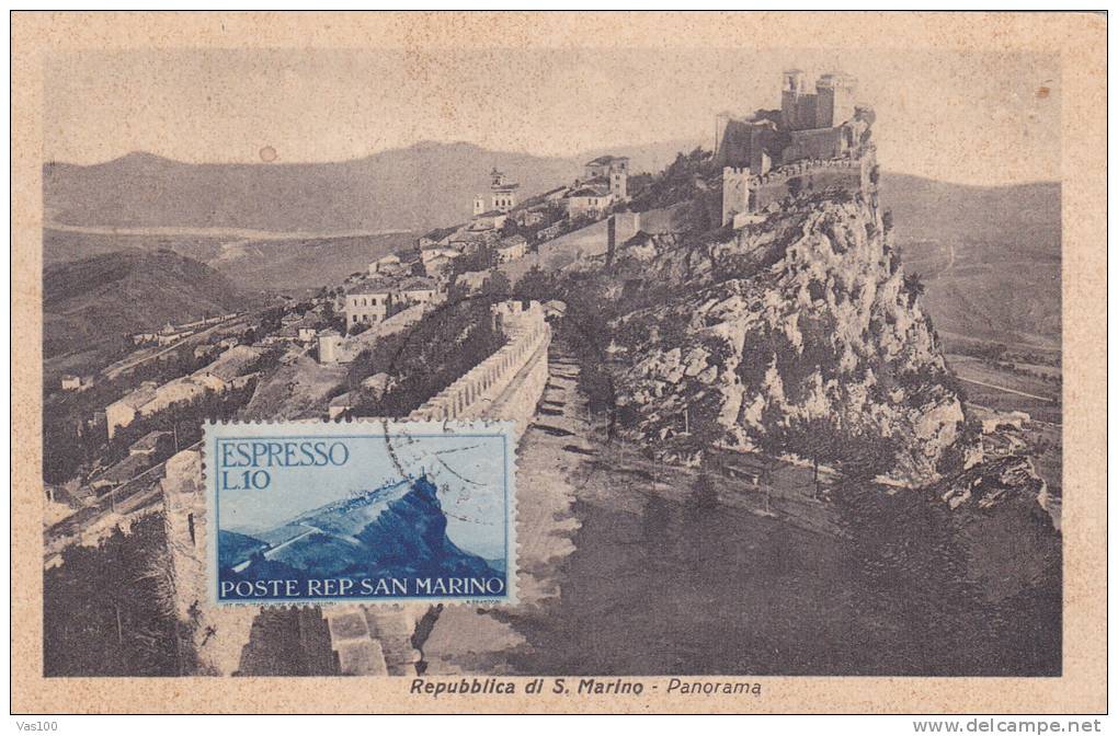 Panorama Monuments San Marino  19?3 CM, Maxicard,carte Maximum, SAN MARINO. - Lettres & Documents