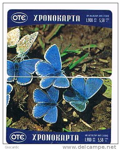 GRECIA (GREECE) - OTE (REMOTE)  - 2001  BUTTERFLY: LOT OF 2 DIFFERENT OF THE PUZZLE (2/4 E 4/4)   - USED - 6354 - Puzzle