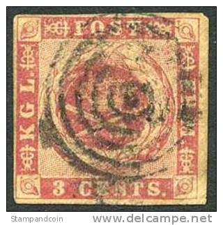 Danish West Indies #1 Used 3c Dark Carmine From 1856 - Denmark (West Indies)