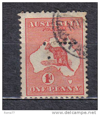 SS6300 - TASMANIA ,  1d  (Australia) Perfin  " T " . Perforazione "cieca " - Used Stamps