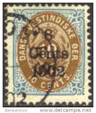 Danish West Indies #28 Used 8c On 10c From 1902 - Denmark (West Indies)