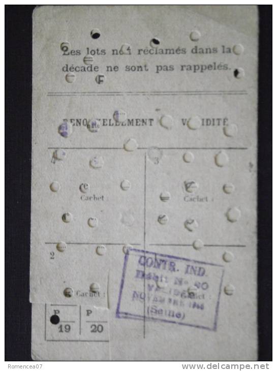 CARTE De TABAC - Délivrée à M. , Fontenay-aux-Roses - Ministère Des Finances - Novembre 1946 - Bon état - A Voir ! - Documentos