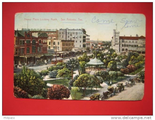 Texas > San Antonio -- The Alamo Plaza Looking North    1909 Cancel       --   ---  --- ----------ref 258 - San Antonio