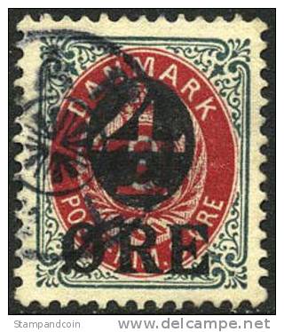 Denmark #55a Used Surcharged 4o On 8o From 1912 - Usati