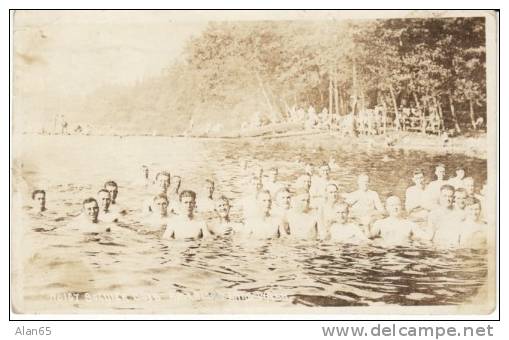 American Lake WA Washington, Camp Lewis, Soldiers Swim, C1910s Vintage Real Photo Postcard - Tacoma