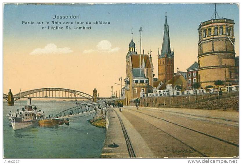 DUSSELDORF - Partie Sur Le Rhin Avec Tour Du Château Et L'église St. Lambert (Veuve Roemer, 22940) - Duesseldorf