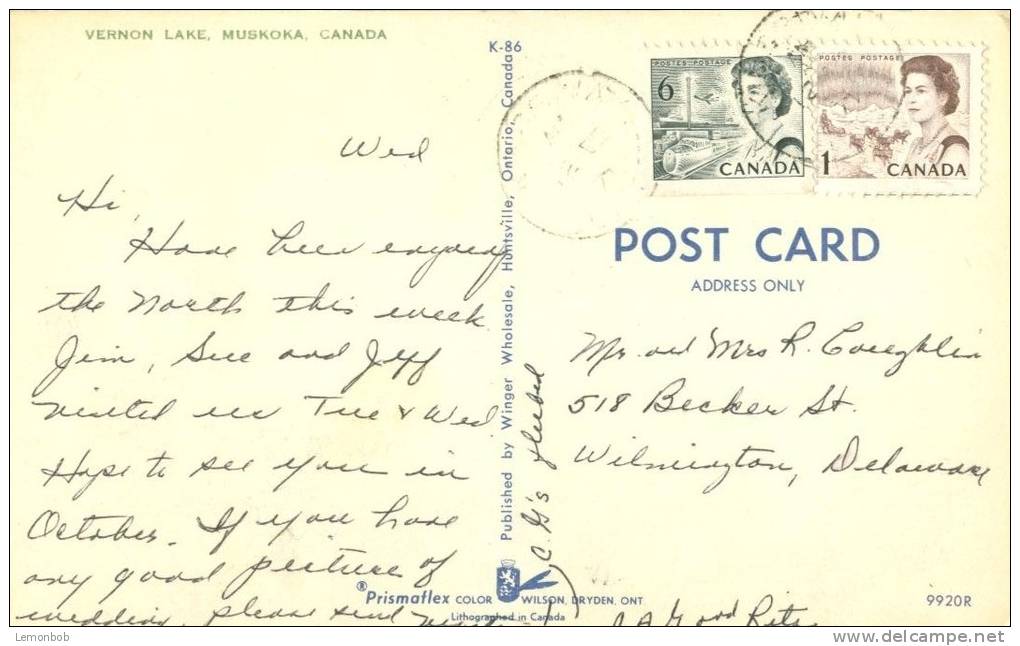 Canada – Vernon Lake, Muskoka, Canada, Used Postcard [P5756] - Muskoka