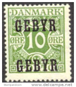Denmark I1 Mint Hinged 10o Green Late Fee Stamp From 1923 - Nuovi