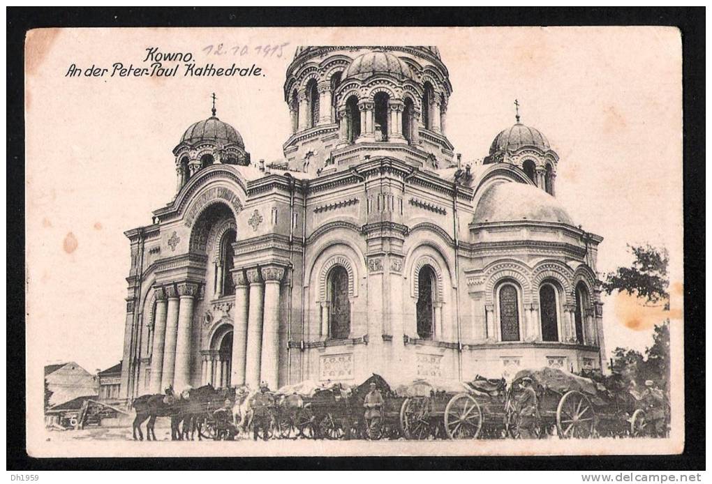 KOWNO AN DER PETER-PAUL KATHEDRALE 1915 FELDPOST DEUTSCHES SOLDATENHEIM  Nach WYK FÖHR - Lituanie