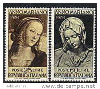 1954 - Italia 751/52 Quadro E Scultura Della Madonna - Quadri