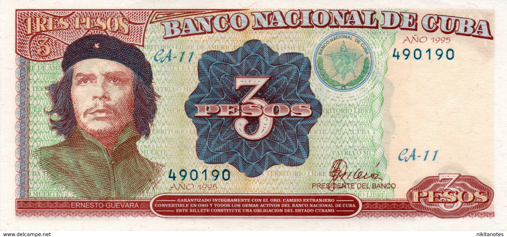Cuba 3 Pesos 1995  CHE GUEVARA SEE SCAN XF - Cuba