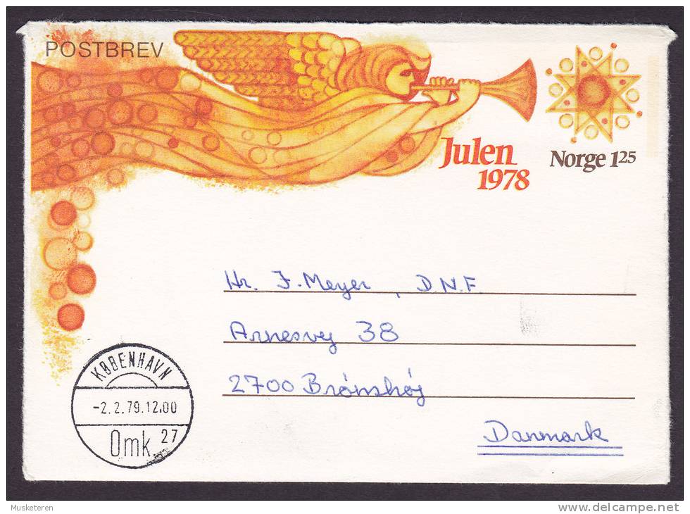 Norway Postal Stationery Ganzsache Entier 1.25 Kr Postbrev Julen 1978 From ÅNEBY (No Cds.) KØBENHAVN 2.2.1979 (Arrival) - Entiers Postaux