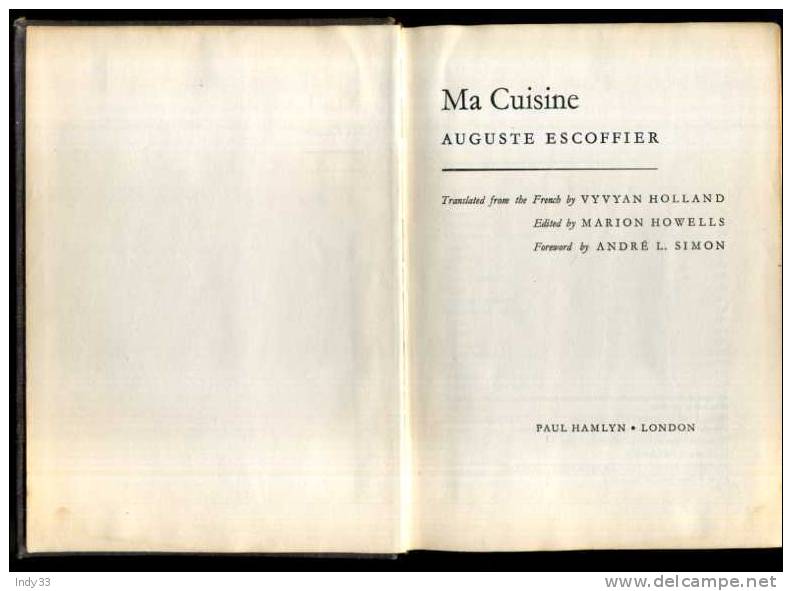 - MA CUISINE BY A. ESCOFFIER . P. HAMLYN . LONDON 1965 - Européenne