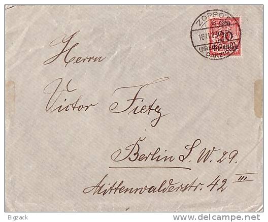 Danzig Brief  EF Minr.183 Zoppot 16.11.23 - Storia Postale