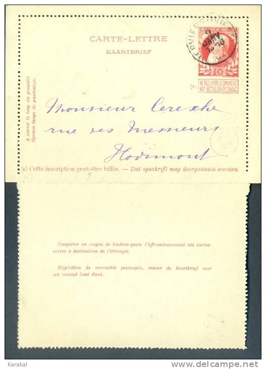 België Belgique Carte-lettre 12 1905 Obl. 22 Verviers Ouest 09 Janvier ?? - Cartes-lettres