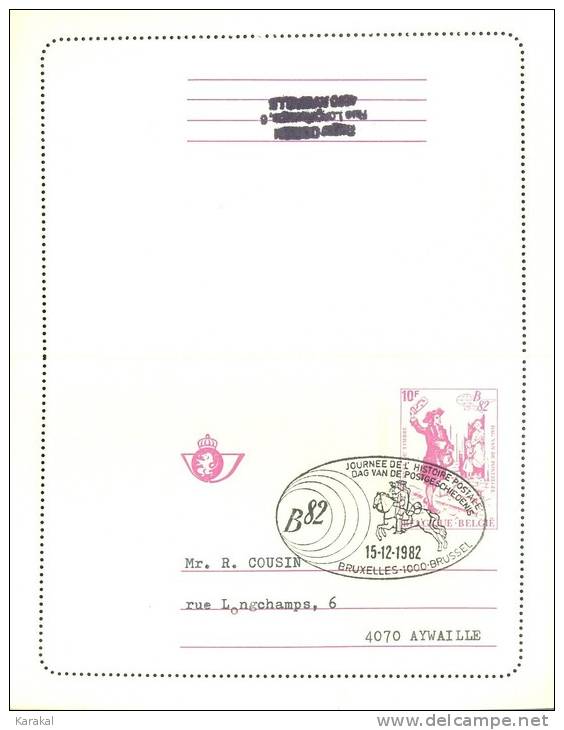 België Belgique Carte-lettre 49 Belgica 82 1982 Obl. Cachet Expo Journée De L´histoire Postale 15 Décembre 1982 - Cartes-lettres