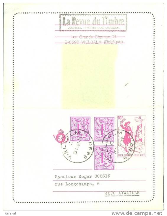België Belgique Carte-lettre 49 Belgica 82 1982 Obl. Vielsalm 25 Novembre 1989 - Postbladen