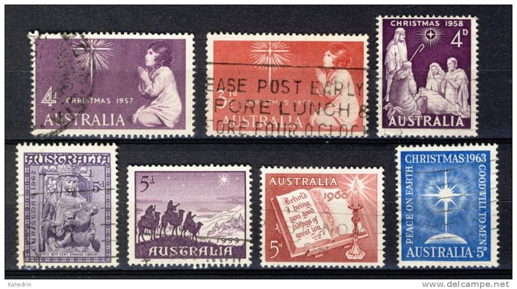 Australia 1957-1963, Lot Of 7 Stamps, Christmas (o), Used - Oblitérés