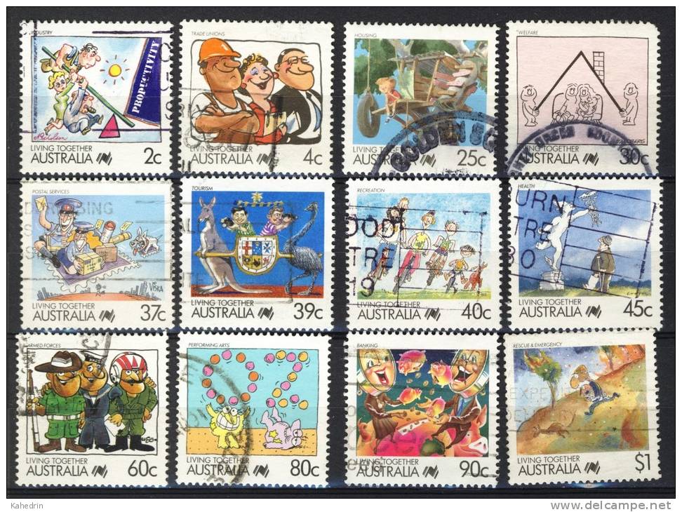 Australia 1988, Lot Of 12 Stamps, Living Together (o), Used - Gebruikt