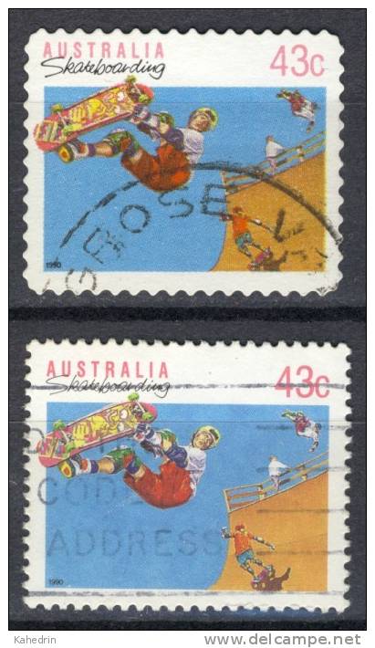 Australia 1990, Sport - Scateboarding (o), Used, 2 Different Perforation - Gebruikt