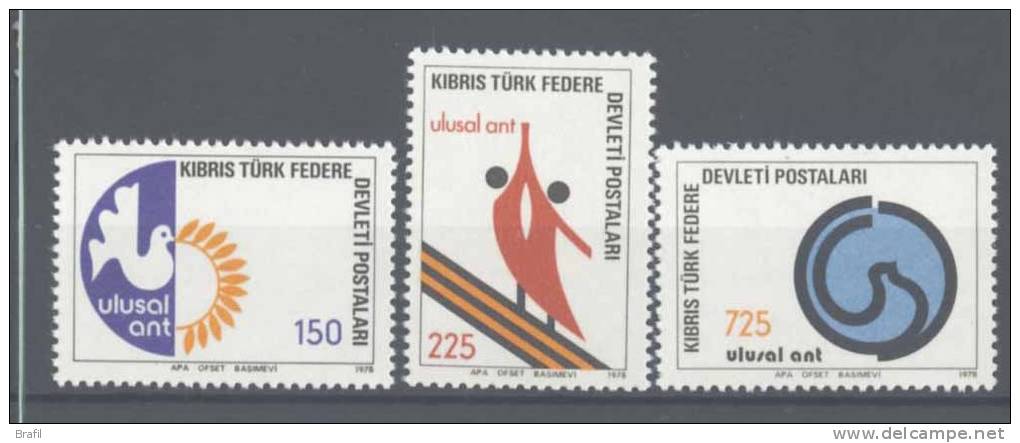 1978 Cipro Turca,  Giuramento Nazionale , Serie Completa Nuova (**) - Unused Stamps