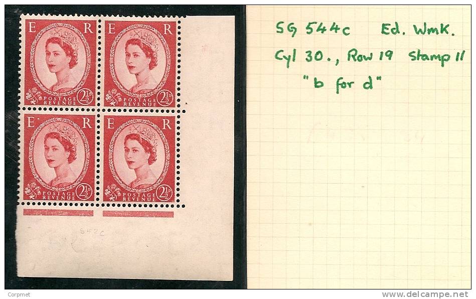 UK - Variety  SG 544c - Cyl. 30 - Row 19 Stamp 11 - "b" For "d" - Plaatfouten En Curiosa