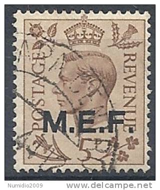 1943-47 OCC. INGLESE MEF USATO 5 P - RR9014-3 - Britische Bes. MeF