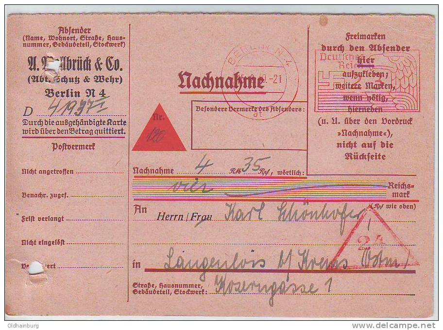 059q: Nachnahme- Freistempler Vom Altreich In Die Ostmark 23 Rpfg. - Machines à Affranchir (EMA)