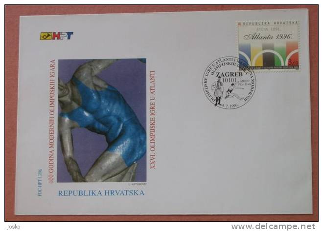 OLYMPIC GAMES ATLANTA 1996. Usa ( Croatia FDC ) Jeux Olympiques Juegos Olímpicos * Athletics Athletisme - Ete 1996: Atlanta