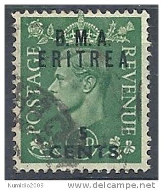 1948-49 OCC. INGLESE ERITREA BMA USATO 5 C - RR9017-4 - Eritrea