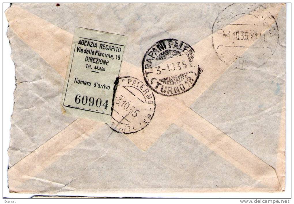 Lettera Per Espresso Da Pantelleria A Roma. 02/10/1935 - Storia Postale