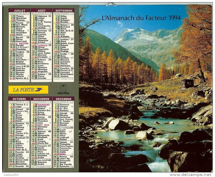 ALMANACH DES PTT  1994 RHONE - Formato Grande : 1991-00
