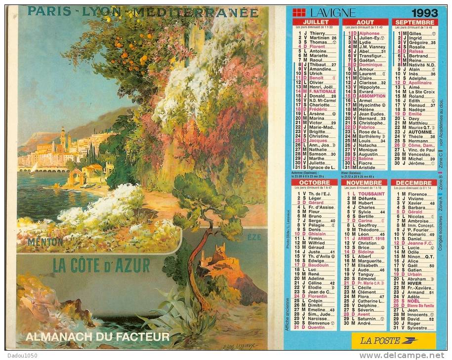 ALMANACH DES PTT  1993 RHONE - Big : 1991-00