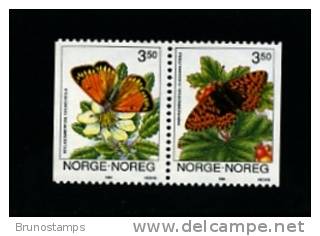NORWAY/NORGE - 1994  BUTTEFLIES PAIR  MINT NH - Neufs