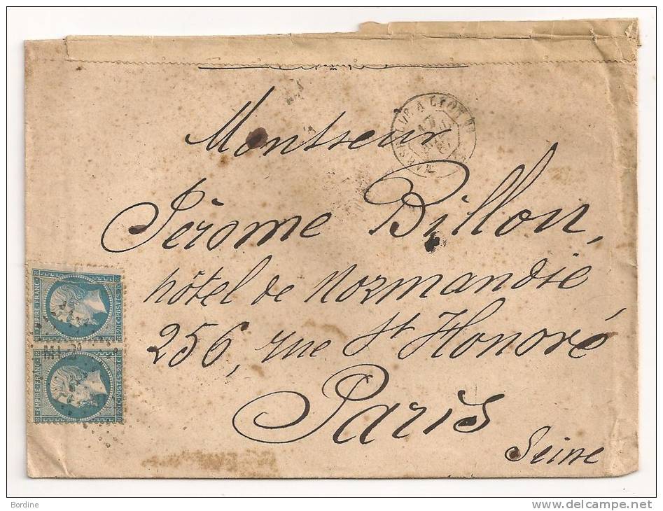 Lettre - BOUCHES DU RHONE - MARSEILLE Amb.ML2°/paire N°22 + Càd Des Ambulants - 1867 - 1898-1900 Sage (Tipo III)