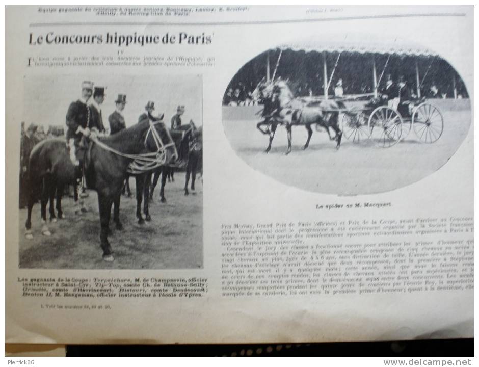 1900 SPORTS A L'EXPOSITION  CORRIDAS  BICYCLETTE A PETROLE FLEURET AVIRON CONCOURS HIPPIQUE DE PARIS LVAGA N° 91 - Autres & Non Classés