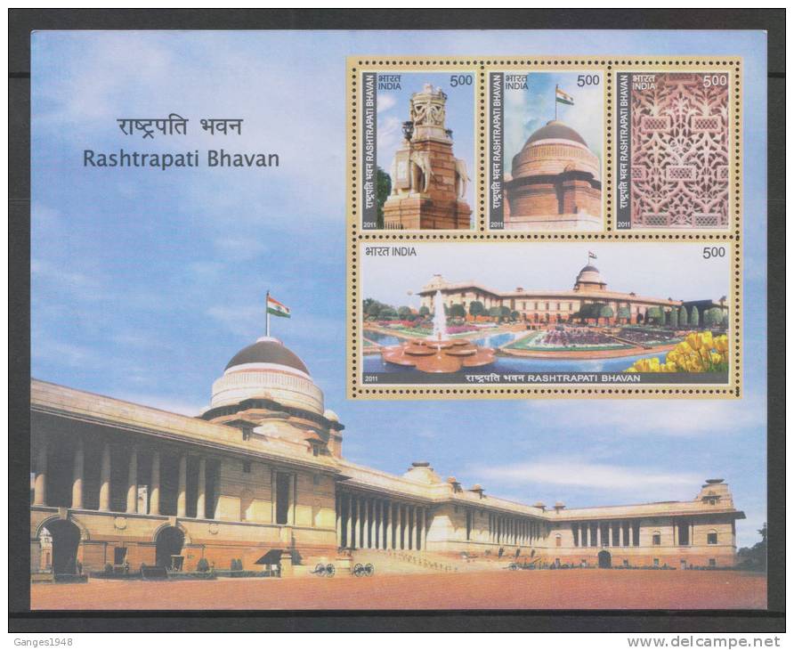 India 2011  RASHTRAPATI BHAWAN  Bloc Miniature Sheet  # 27127 S Indien Inde - Blocs-feuillets