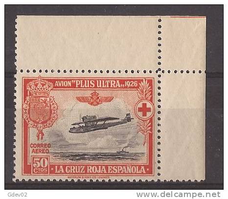 ES346-LA439.España Spain Espagne 1ª CRUZ ROJA  ESPAÑOLA AEREA 1926 ( Ed. 346**)sin Charnela LUJO ESQUINA DE PLIEGO. - Unused Stamps