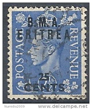 1948-49 OCC. INGLESE ERITREA BMA USATO 25 C - RR9019-3 - Eritrea