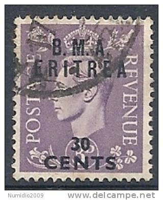 1948-49 OCC. INGLESE ERITREA BMA USATO 30 C - RR9020-3 - Eritrée